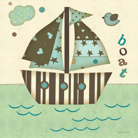 Boat East White Modern Wood Framed Art Print by Moulton, Jo