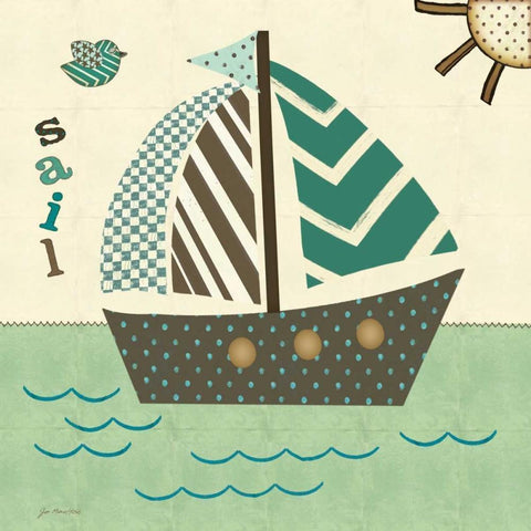 Sails West Gold Ornate Wood Framed Art Print with Double Matting by Moulton, Jo