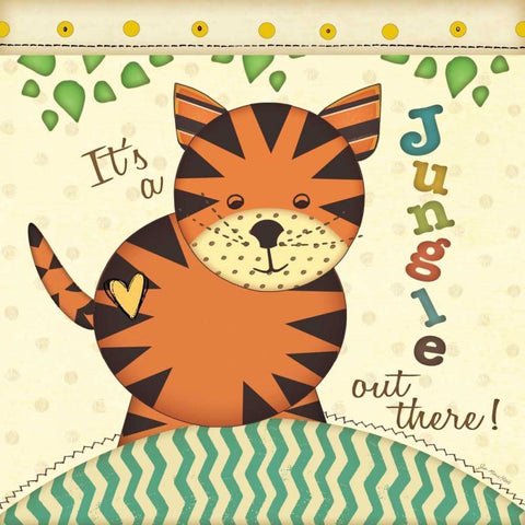 Jungle Tiger Black Modern Wood Framed Art Print with Double Matting by Moulton, Jo