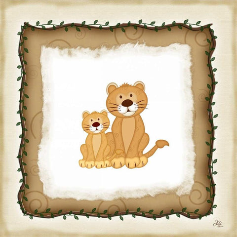2 Lion Cubs White Modern Wood Framed Art Print by Pugh, Jennifer