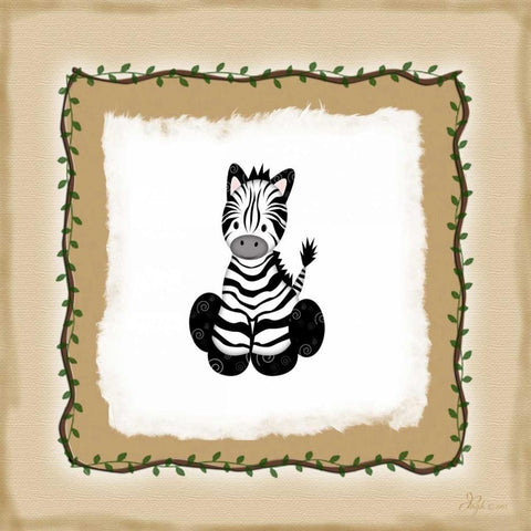 Safari Zebra Black Ornate Wood Framed Art Print with Double Matting by Pugh, Jennifer