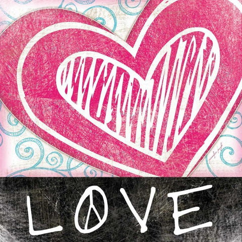 Love White Modern Wood Framed Art Print with Double Matting by Pugh, Jennifer