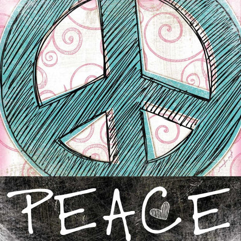 Peace Black Ornate Wood Framed Art Print with Double Matting by Pugh, Jennifer