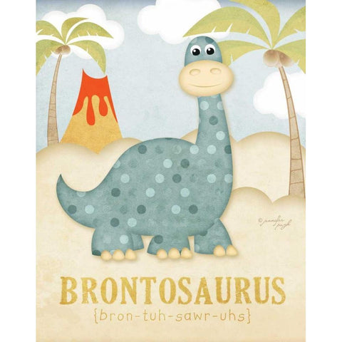 Brontosaurus Black Modern Wood Framed Art Print with Double Matting by Pugh, Jennifer