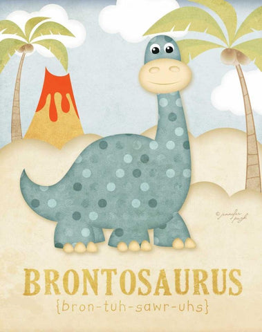 Brontosaurus White Modern Wood Framed Art Print with Double Matting by Pugh, Jennifer