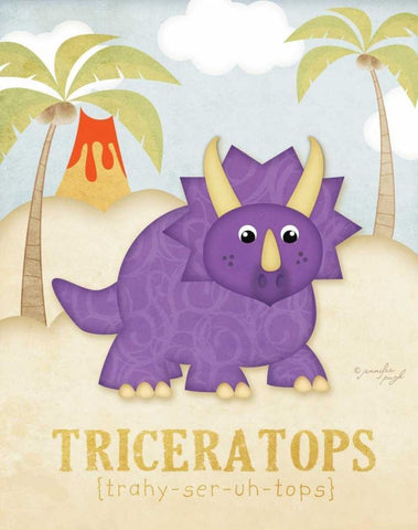Triceratops Black Ornate Wood Framed Art Print with Double Matting by Pugh, Jennifer