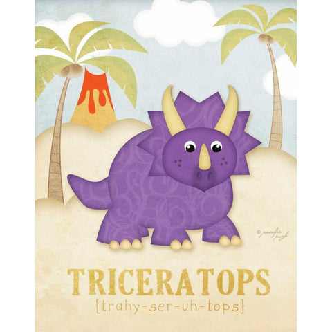 Triceratops Black Modern Wood Framed Art Print by Pugh, Jennifer