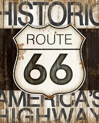 Route 66 Black Ornate Wood Framed Art Print with Double Matting by Pugh, Jennifer