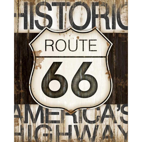 Route 66 Black Modern Wood Framed Art Print with Double Matting by Pugh, Jennifer