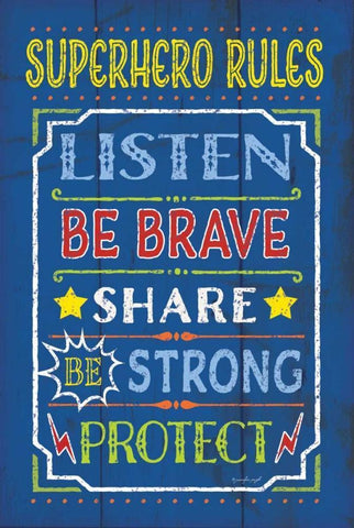 Superhero Rules Black Ornate Wood Framed Art Print with Double Matting by Pugh, Jennifer