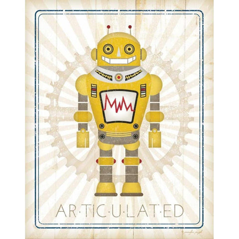 Retro Robot I Black Modern Wood Framed Art Print by Pugh, Jennifer
