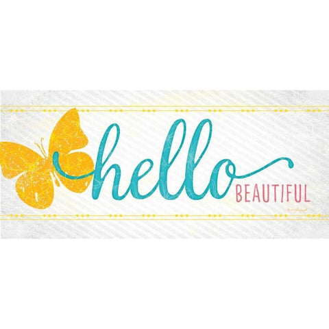 Hello Black Modern Wood Framed Art Print with Double Matting by Pugh, Jennifer