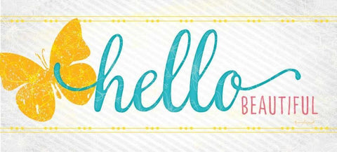 Hello White Modern Wood Framed Art Print with Double Matting by Pugh, Jennifer