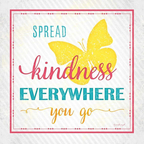 Spread Kindness Black Modern Wood Framed Art Print by Pugh, Jennifer