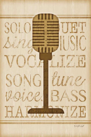 Music Microphone Black Ornate Wood Framed Art Print with Double Matting by Pugh, Jennifer