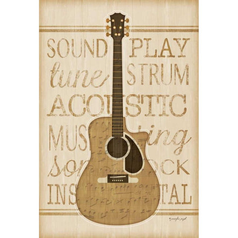 Music Guitar Black Modern Wood Framed Art Print by Pugh, Jennifer