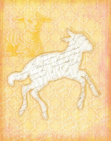 Lamb White Modern Wood Framed Art Print with Double Matting by Pugh, Jennifer