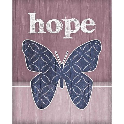 Hope Butterfly White Modern Wood Framed Art Print by Pugh, Jennifer
