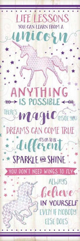 Life Lessons from a Unicorn Black Ornate Wood Framed Art Print with Double Matting by Pugh, Jennifer