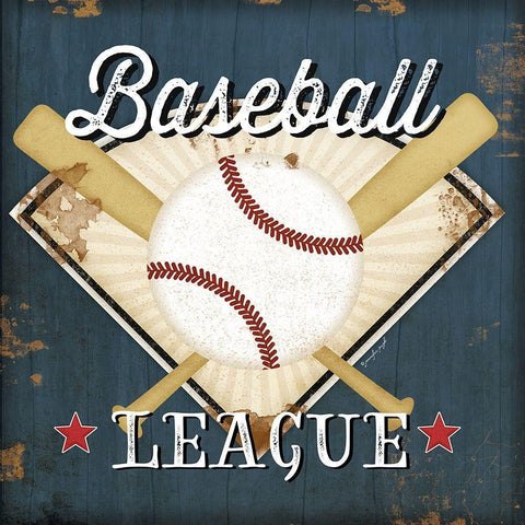 Baseball White Modern Wood Framed Art Print by Pugh, Jennifer