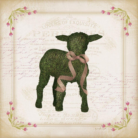 Lamb White Modern Wood Framed Art Print with Double Matting by Pugh, Jennifer