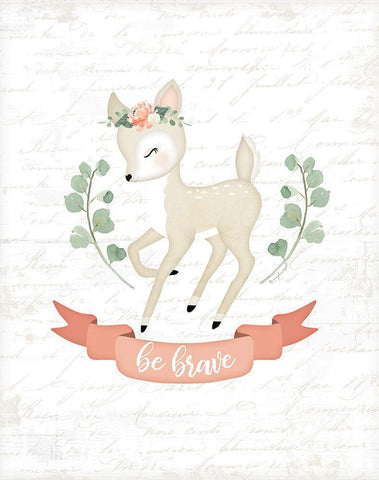 Sweet Little Deer White Modern Wood Framed Art Print with Double Matting by Pugh, Jennifer