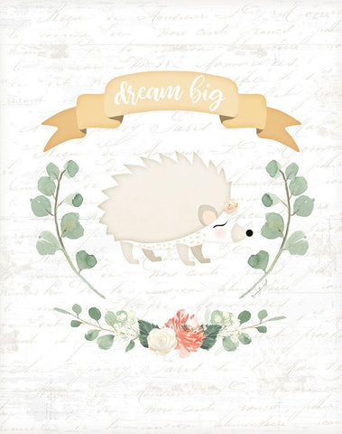 Sweet Little Hedgehog White Modern Wood Framed Art Print with Double Matting by Pugh, Jennifer
