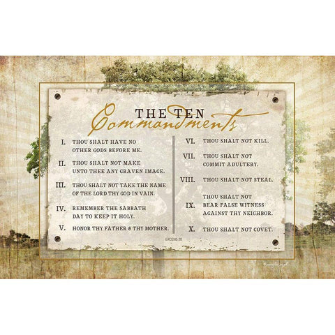 10 Commandments Gold Ornate Wood Framed Art Print with Double Matting by Pugh, Jennifer
