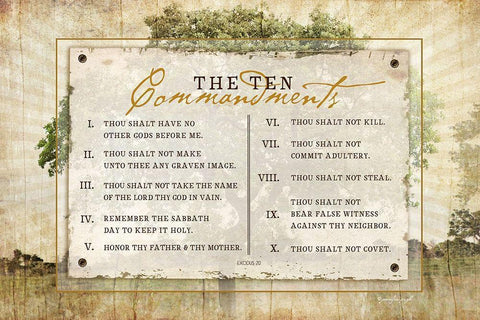 10 Commandments Black Ornate Wood Framed Art Print with Double Matting by Pugh, Jennifer