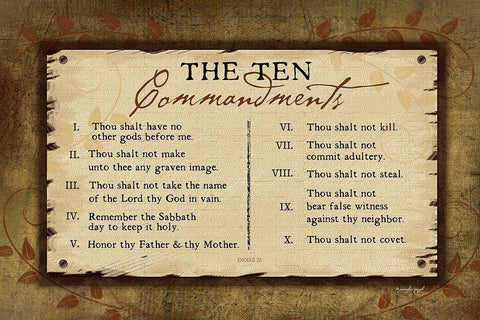 10 Commandments II Black Ornate Wood Framed Art Print with Double Matting by Pugh, Jennifer