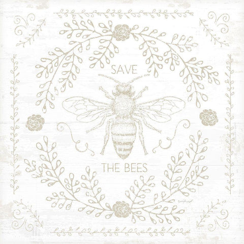Save the Bees II Black Modern Wood Framed Art Print with Double Matting by Pugh, Jennifer