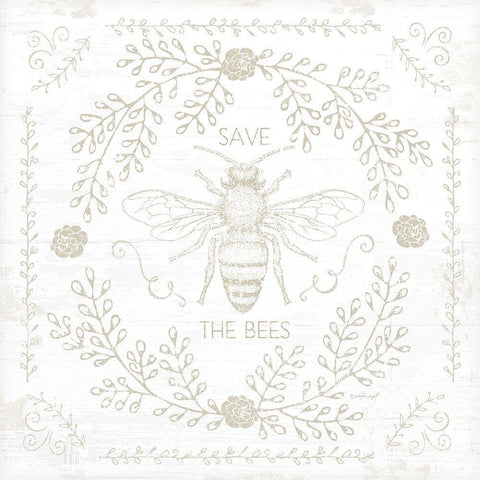 Save the Bees II White Modern Wood Framed Art Print with Double Matting by Pugh, Jennifer