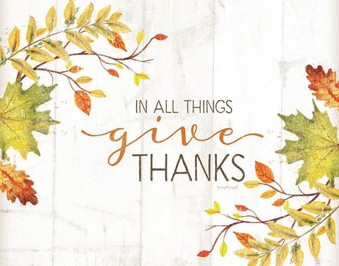 In All Things Give Thanks White Modern Wood Framed Art Print with Double Matting by Pugh, Jennifer