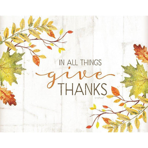 In All Things Give Thanks Black Modern Wood Framed Art Print with Double Matting by Pugh, Jennifer