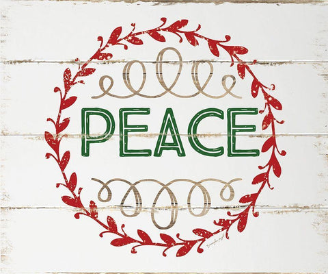 Peace White Modern Wood Framed Art Print with Double Matting by Pugh, Jennifer
