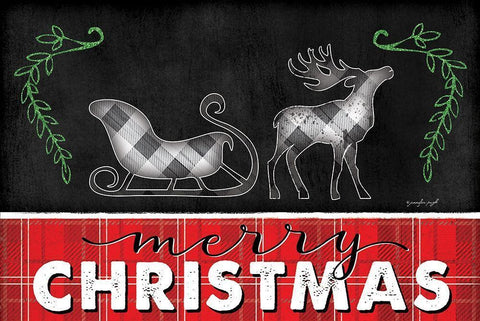 Merry Christmas White Modern Wood Framed Art Print with Double Matting by Pugh, Jennifer