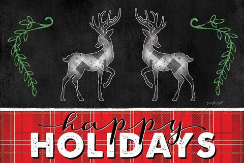 Happy Holidays White Modern Wood Framed Art Print with Double Matting by Pugh, Jennifer