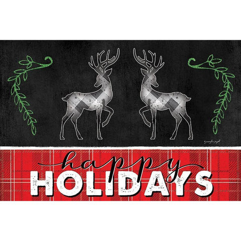Happy Holidays Black Modern Wood Framed Art Print by Pugh, Jennifer