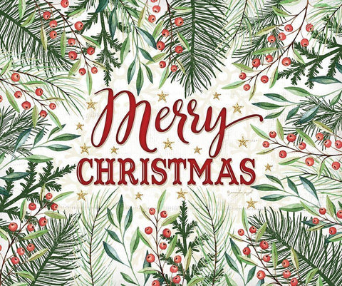 Merry Christmas White Modern Wood Framed Art Print with Double Matting by Pugh, Jennifer