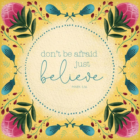 Dont Be Afraid Black Modern Wood Framed Art Print with Double Matting by Pugh, Jennifer