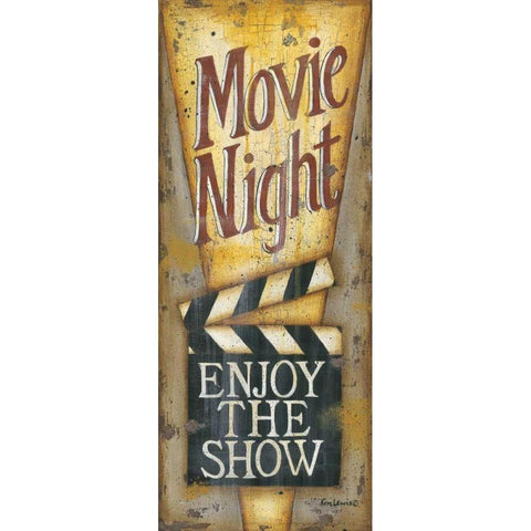 Movie Night Black Modern Wood Framed Art Print by Lewis, Kim