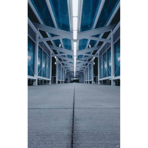 Blue Concrete Walkway Black Modern Wood Framed Art Print with Double Matting by Lee, Judson