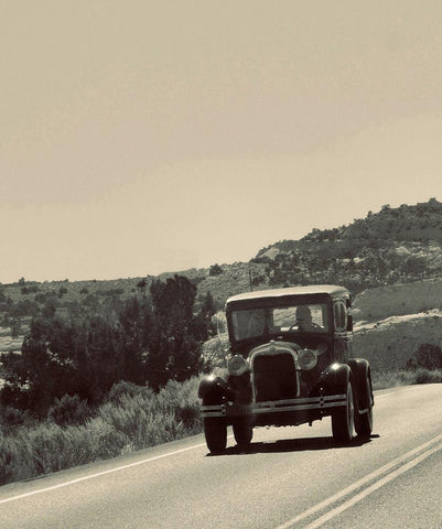 Old Car Black Ornate Wood Framed Art Print with Double Matting by Singleton, Ashley