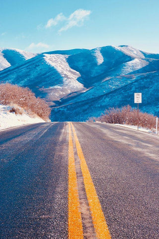 Winter Road White Modern Wood Framed Art Print with Double Matting by Singleton, Ashley