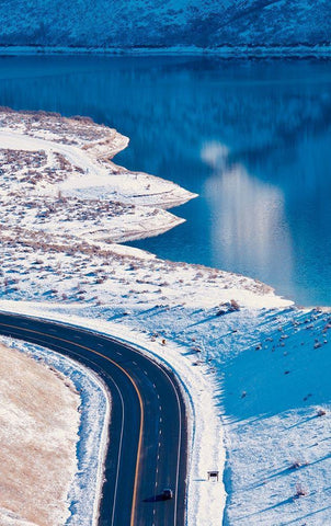 Winter Road III White Modern Wood Framed Art Print with Double Matting by Singleton, Ashley