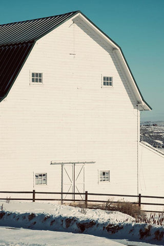 Winter Barn II Black Ornate Wood Framed Art Print with Double Matting by Singleton, Ashley