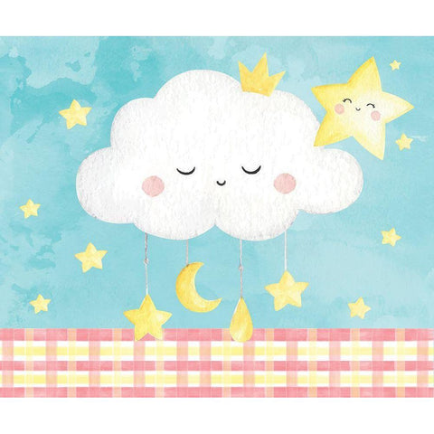 Nursery Stars Black Modern Wood Framed Art Print with Double Matting by ND Art