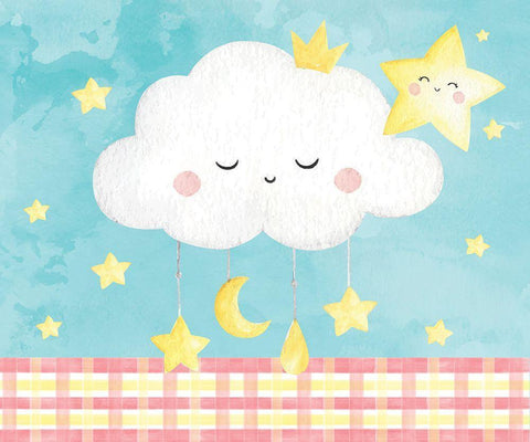 Nursery Stars White Modern Wood Framed Art Print with Double Matting by ND Art