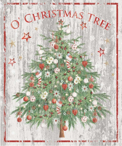O Christmas Tree White Modern Wood Framed Art Print with Double Matting by P.S. Art Studios