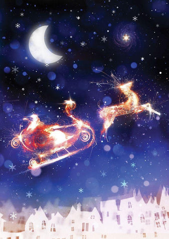 Santas Ride White Modern Wood Framed Art Print with Double Matting by P.S. Art